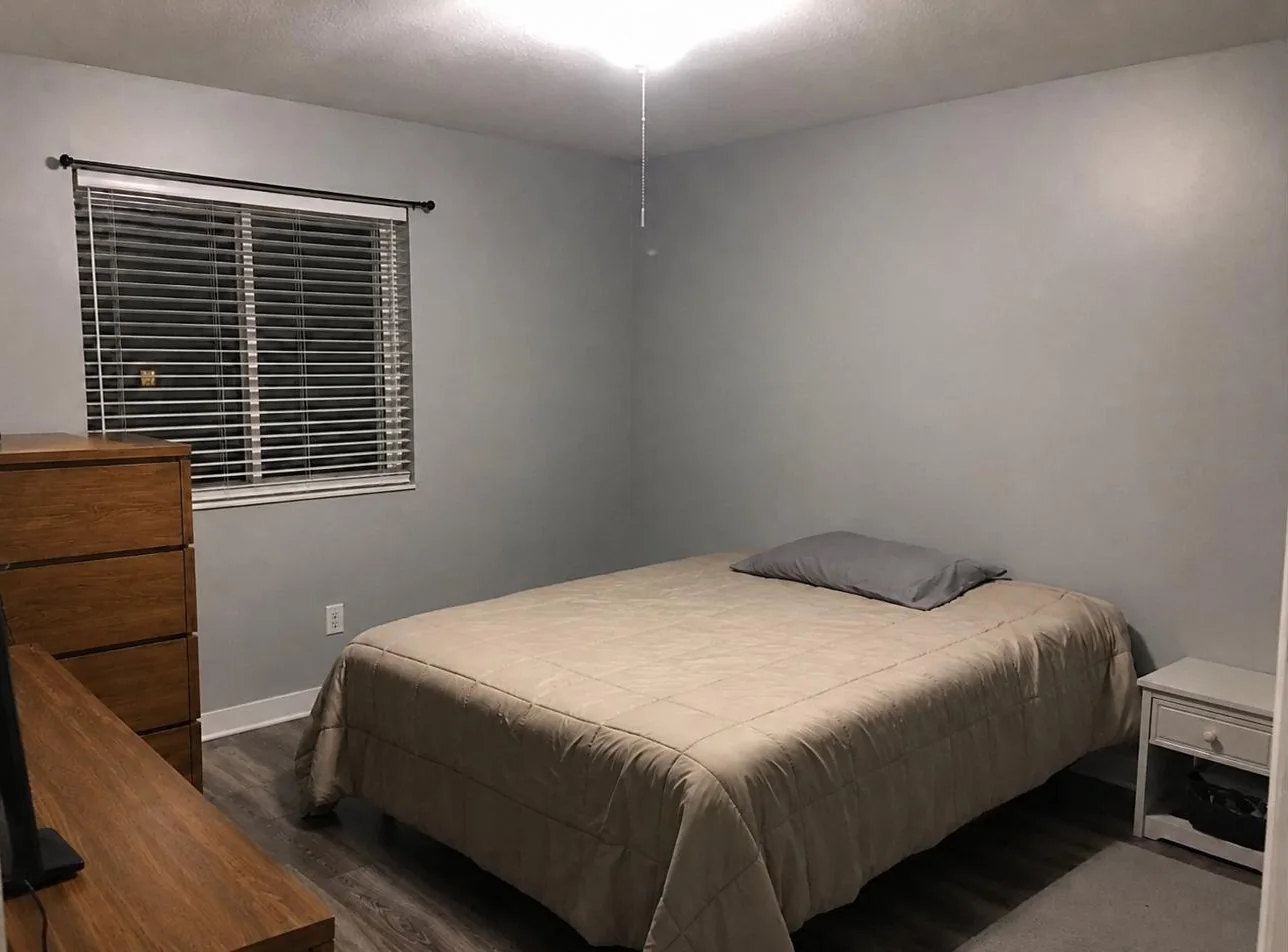 Calm bedroom before — cold plain room